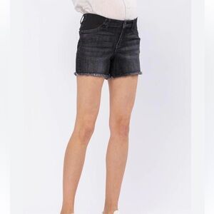 Judy Blue Bloom High Waist Cut Off Maternity Denim Shorts